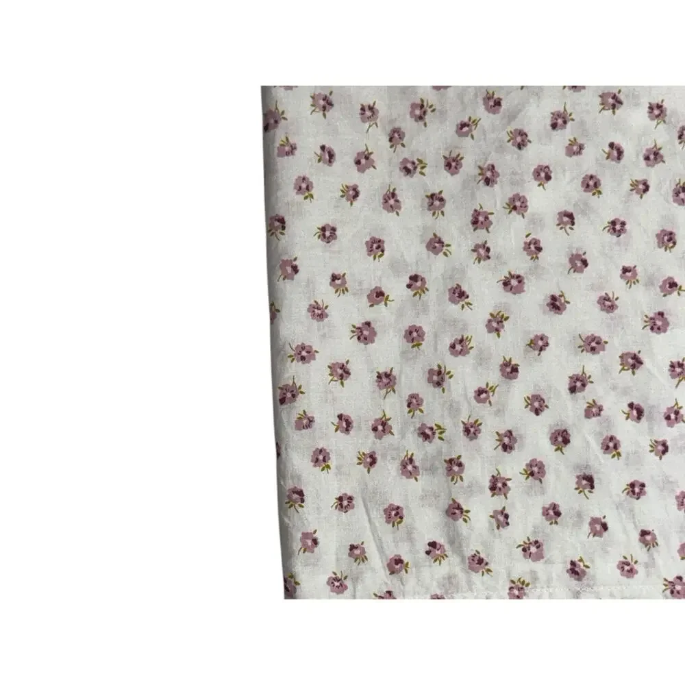 Pair of Vintage Cotton Block Print Valances Short Curtains India Floral Purple